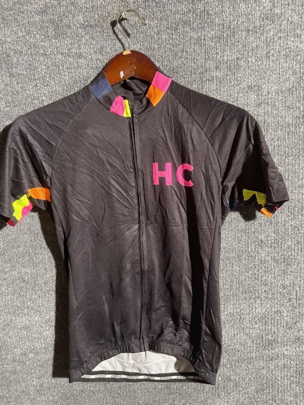 Capo Cycling Jersey Mens Small Black Helens Cycles Full Zip Pockets Bike